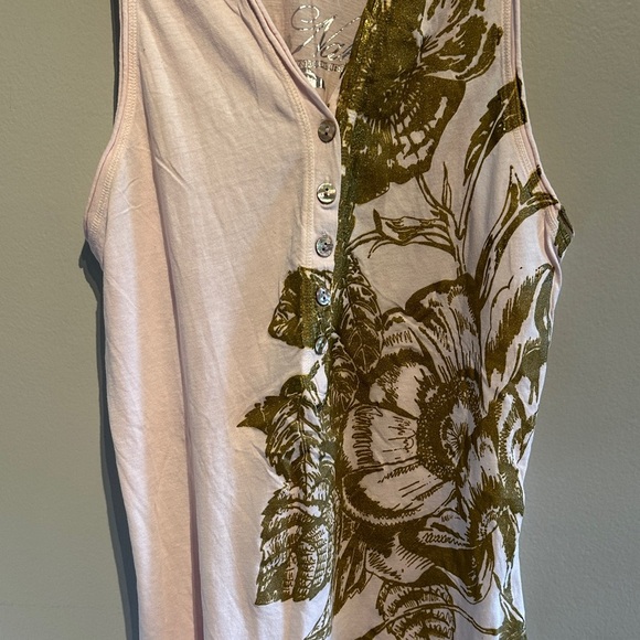 🌸Da-Nang Pink and Gold Floral Tank Top - Picture 3 of 6